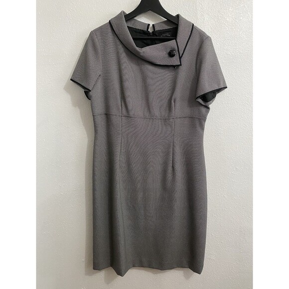 Tahari Dresses & Skirts - Tahari ASL Short Sleeve Asymmetrical Collar Black White Mini Dress 14 G58